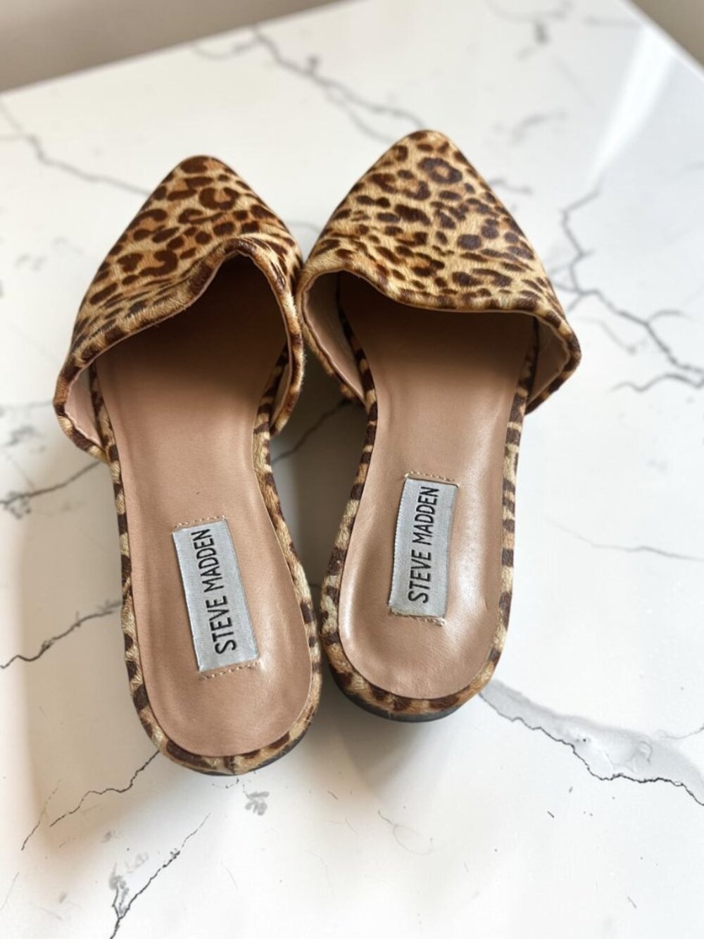 Steve Madden Trace Leopard Calf Hair Pointed Toe Mule Flats Women’s 8.5 - Picture 5 of 6